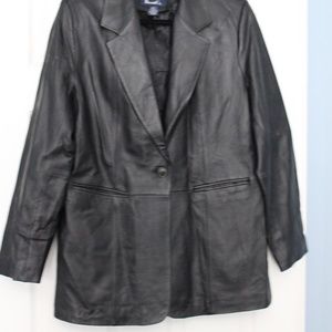 Denim&Co 100% Leather Black Jacket NWT SZ L